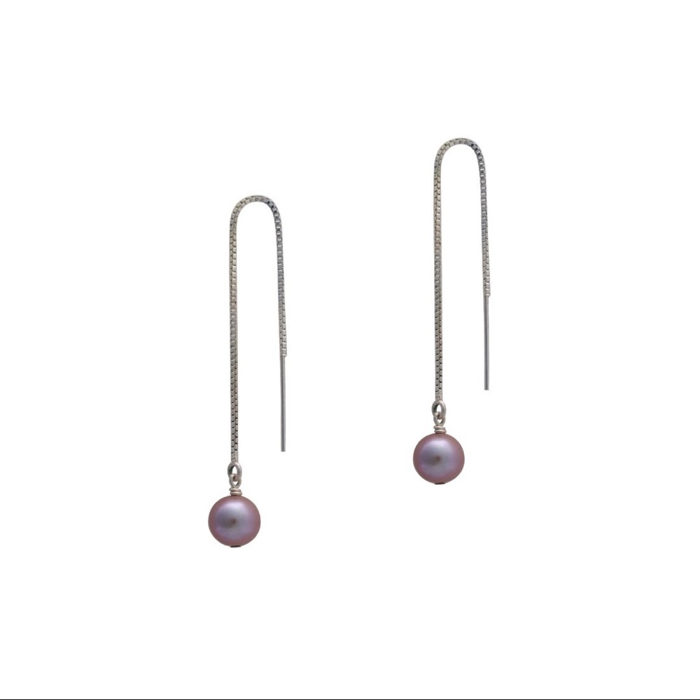 Natural Lilac Pearl Threader Earrings